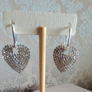 Crystal Avenue Glitzy Heart Huggie Hoop Earrings